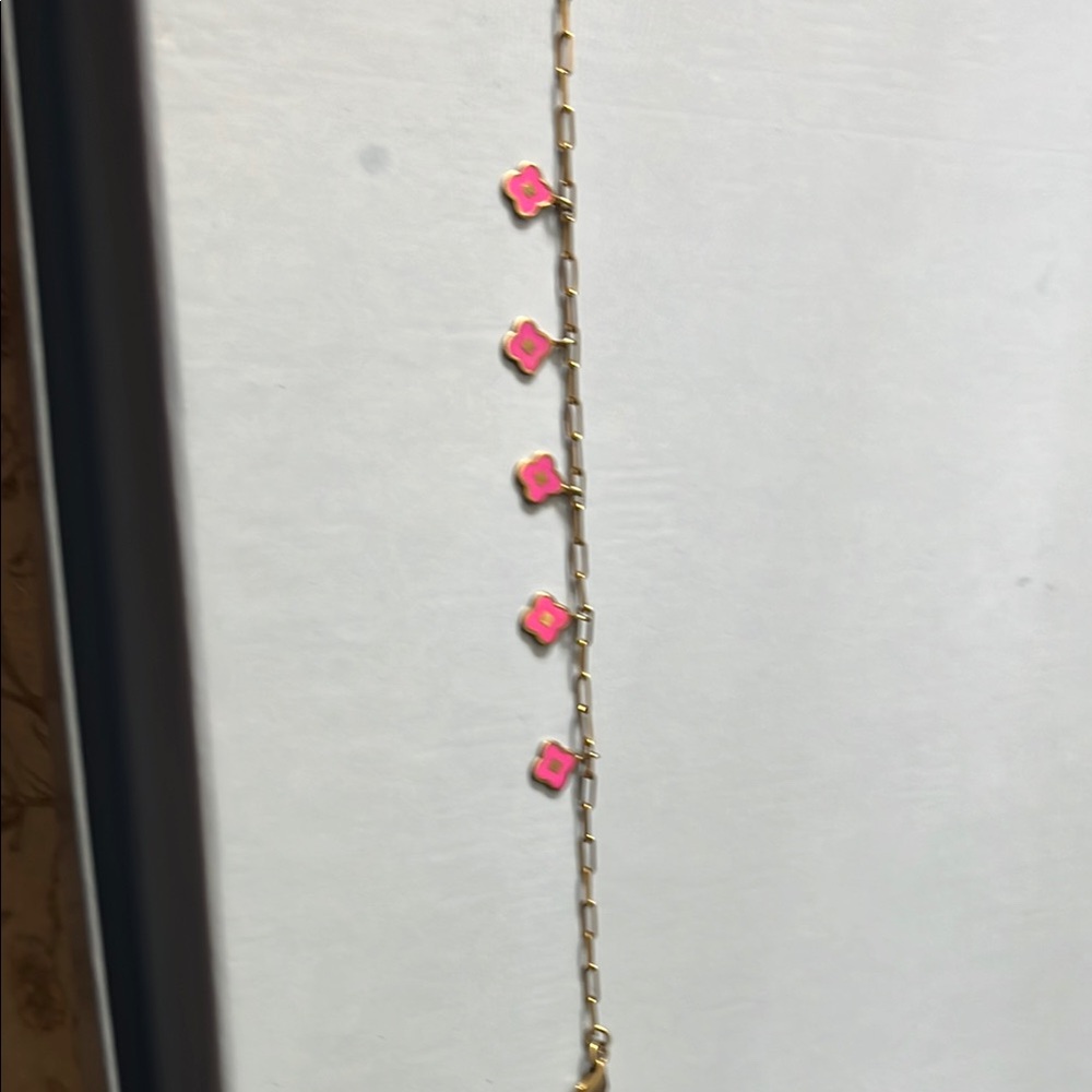 Gold Chain Bracelet with Pink Accents